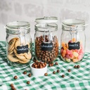 Creative Home Bocal en Verre 1 Litre avec Couvercle Hermétique | Boite conservation alimentaire | Boite Rangement Cuisine | Pot a epices | Inclus des étiquettes et une craie