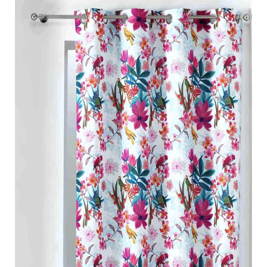 RIDEAUX A ŒILLETS 140X260 EXOTIC PARADISE BLANC