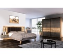 Lit 140x190cm chevets intégrés RICCIANO imitation chêne béton gris