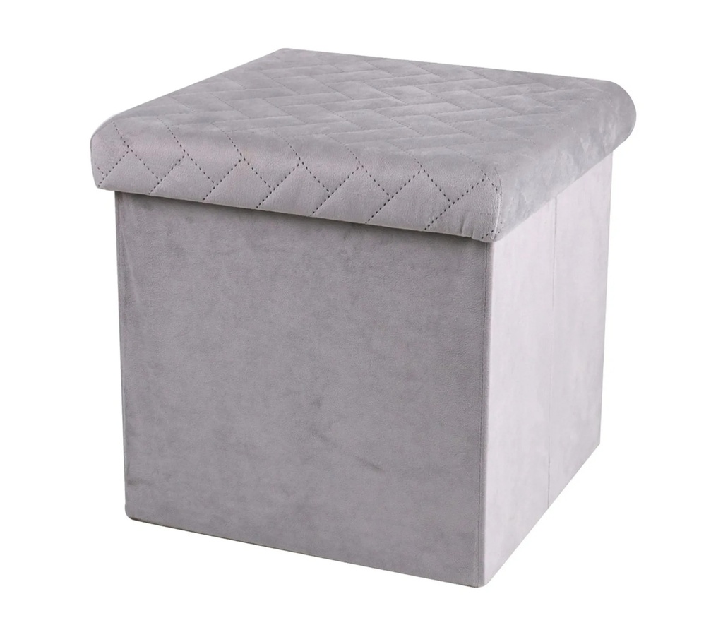 LIGHT GREY FOLDING STORAGE POUFFE