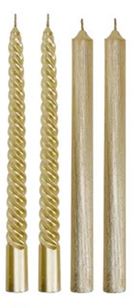 CANDLE GILDED METALIQ 4PCS 20CM