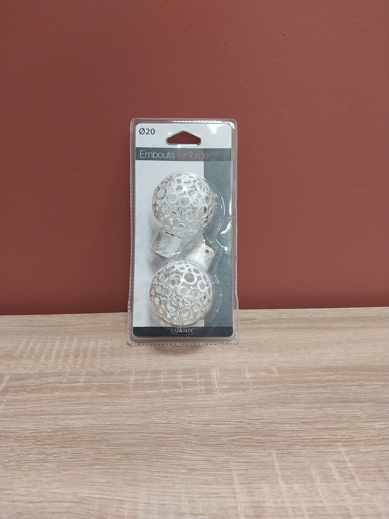 EMBOUT BOULE PERFOREE DIAMETRE 20 X 2