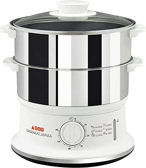 Seb Cuiseur Vapeur série Convenient 2 bols inox, Capacité bol 6 L, Cuisson vapeur, Cuit vapeur compact, Minuteur, Arrêt automatique (copie)