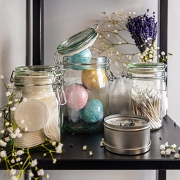 Creative Home Bocal en Verre 1 Litre avec Couvercle Hermétique | Boite conservation alimentaire | Boite Rangement Cuisine | Pot a epices | Inclus des étiquettes et une craie